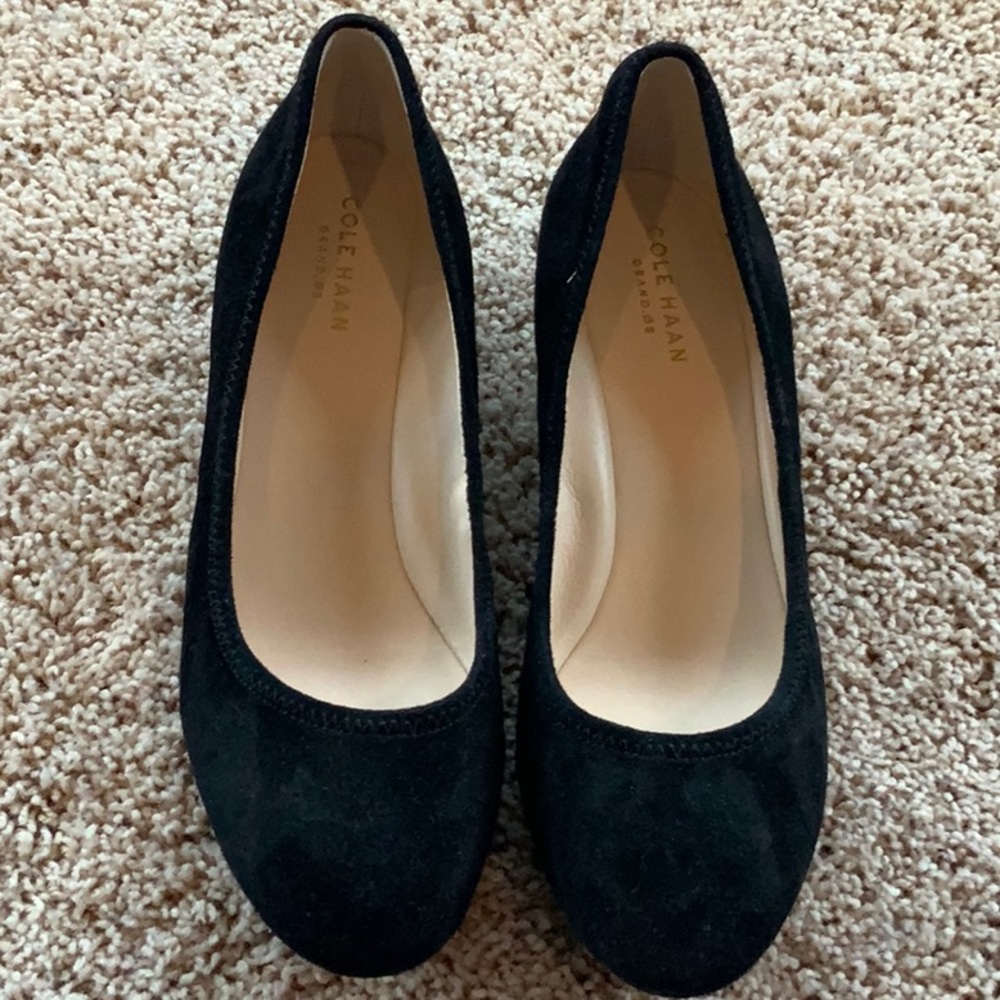 Cole Haan black suede wedge size 7